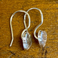 Fine silver heart mini hook earrings