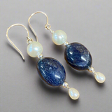 Vintage pearl and lapis lazuli earrings