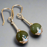 Vintage pounamu on fine silver earrings
