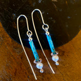 Vintage pearl copper and silver flower earrings
