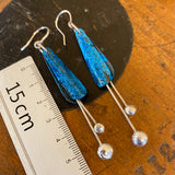 Oxidised copper and fine silver earrings