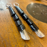 Huia range- oxidised copper and fine silver earrings
