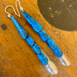 Huia range- oxidised copper and fine silver earrings