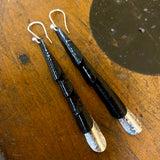 Huia range- oxidised copper and fine silver earrings