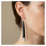 Huia range- oxidised copper and fine silver earrings
