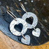 Fine silver heart earrings