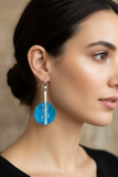 Blue range- copper and fine silver drop disc earrings