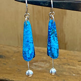 Blue range - copper and silver flower earrings