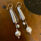 Fine silver and vintage pearl earrings