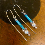 Vintage pearl copper and silver flower earrings