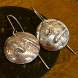 Copper disc with sterling silver earrings