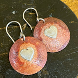 Copper with fine silver heart earrings