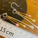 Silver, brass and copper combo earrings