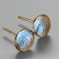 Fine silver hammer textured stud earrings