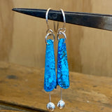 Blue range - copper and silver flower earrings