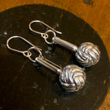 Upcycled cuff link silver knot earrings