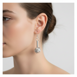 Upcycled cuff link silver knot earrings