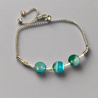 Striped green agate wrist bracelet