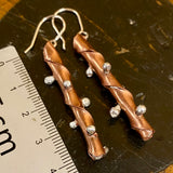 Copper and sterling silver bamboo look statement earrings (4cm)