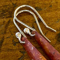 Fine silver and copper huia feather inspired earrings