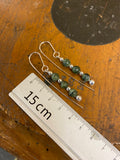 Triple pounamu and silver earrings