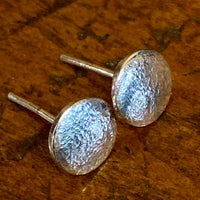 Fine silver hammer textured stud earrings