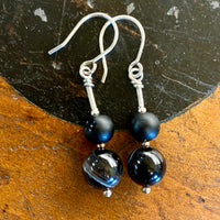 Porcelain and striped black agate earrings