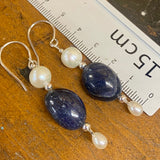 Vintage pearl and lapis lazuli earrings