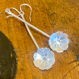 Fine silver daisy earrings