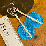 Blue range- copper and fine silver drop disc earrings