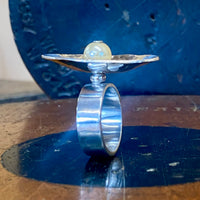 Vintage pearl and silver ring