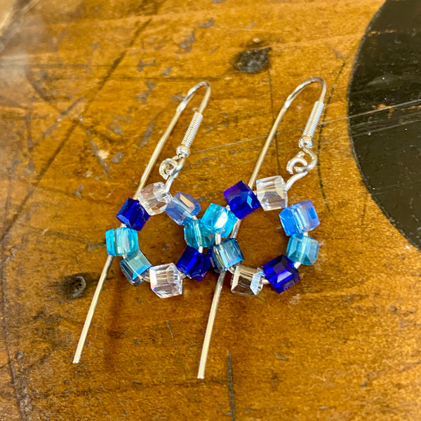 Blue Crystal Drop Earrings