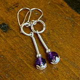 Amethyst and fine silver earrings