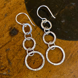 Triple textured sterling silver hoop earrings