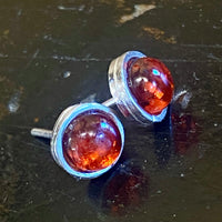 Garnet and silver studs