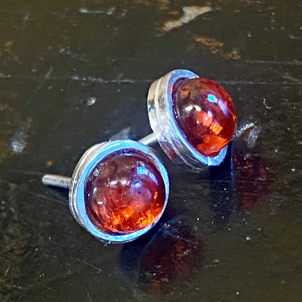 Garnet and silver studs
