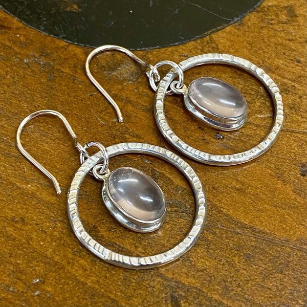 Pale pink rose quartz earrings