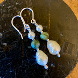 Vintage pearls and pounamu earrings