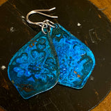 Blue oxidised copper earrings