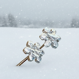 Snow flake fine silver stud earrings