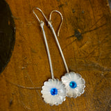 Fine silver and enamel flower earrings