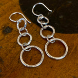 Triple textured sterling silver hoop earrings
