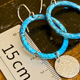 Blue range - copper hoops with fine silver discs earrings