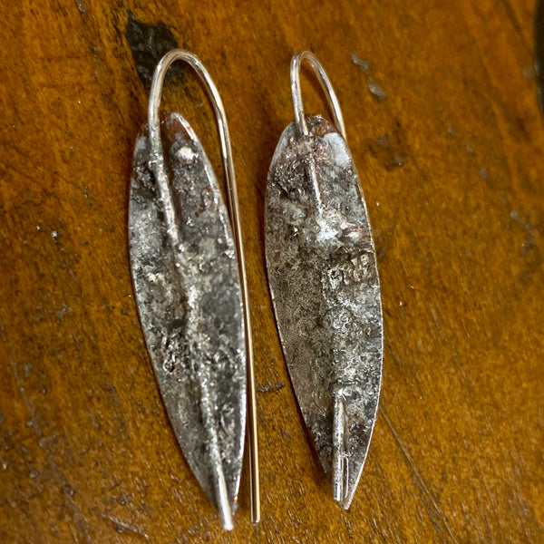 Fine silver over copper fixed hook earrings