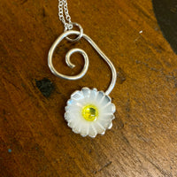 Fine silver and enamel daisy pendant