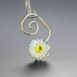 Fine silver and enamel daisy pendant