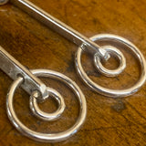 Sterling silver bar and hoop drop earrings