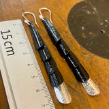 Huia range- oxidised copper and fine silver earrings