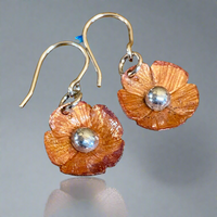 Copper and fine silver flower earrings