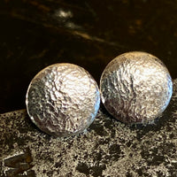 Fine silver hammer textured stud earrings